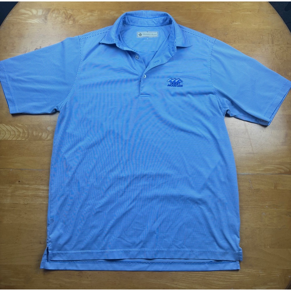 Donald Ross Mens Blue White Striped Desert Mountain Golf Polo Shirt Size Medium